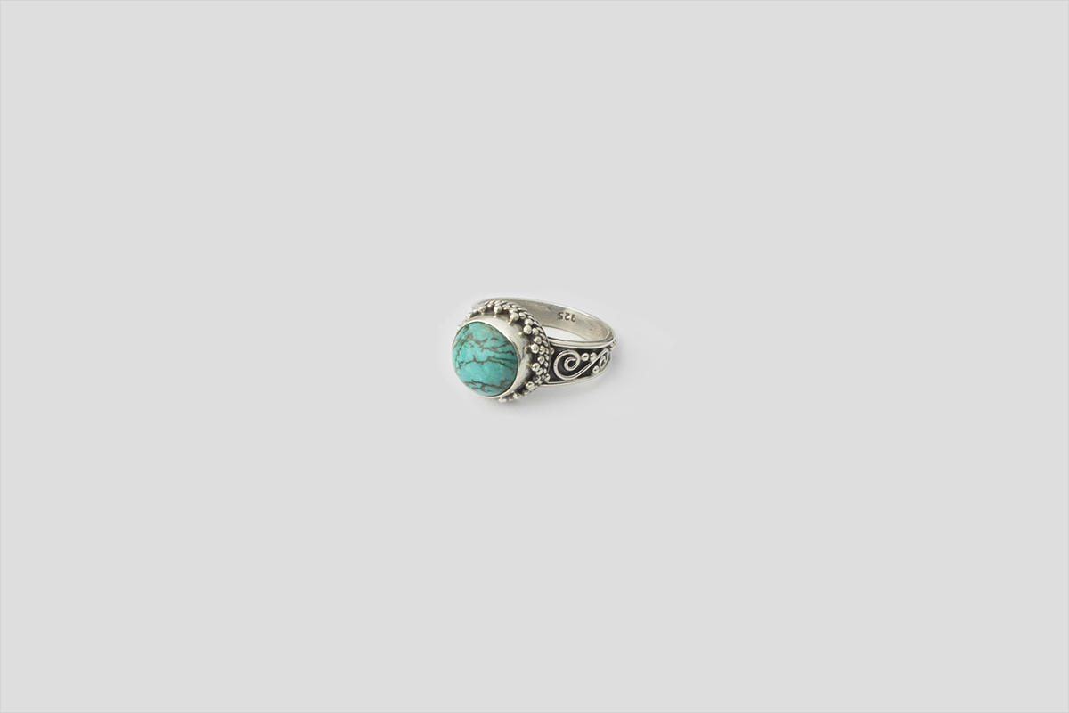 Turquoise Silver Ring (Wire Design)(2)